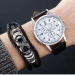 KIT DE RELOJ CON PULSERA BRAZALETE PARA VARÓN 