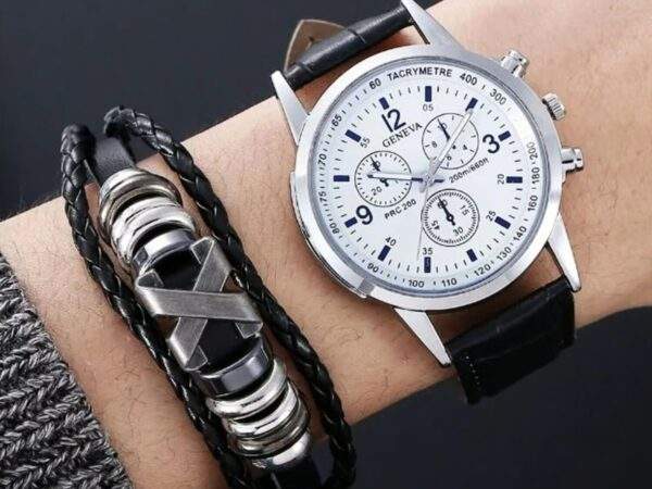 KIT DE RELOJ CON PULSERA BRAZALETE PARA VARÓN 