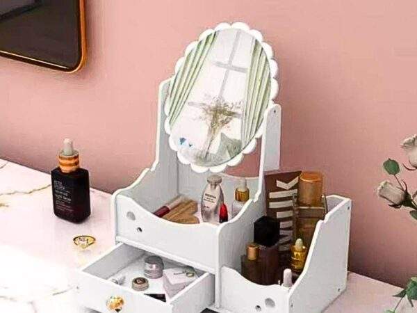 ORGANIZADOR DE MAQUILLAJE ESPEJO REDONDO 