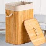CESTA TACHO DE ROPA BAMBÚ CON TELA