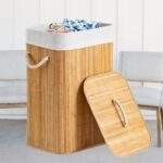 CESTA TACHO DE ROPA BAMBÚ CON TELA - Imagen 3