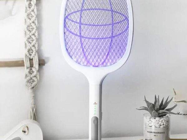 RAQUETA ELECTRICA MATA MOSCA CON BASE