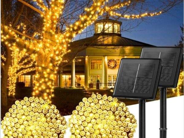 TIRA DE LUCES LED NAVIDEÑAS CON PANEL SOLAR 25 METROS