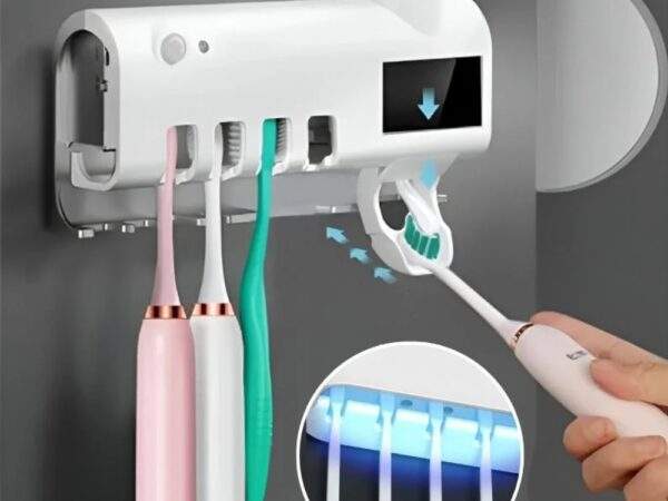 DISPENSADOR DE PASTA DENTAL CON PORTA CEPILLOS Y ESTERELIZADOR UV