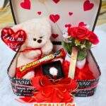 COMBO OSITO CON RELOJ Y FLORES