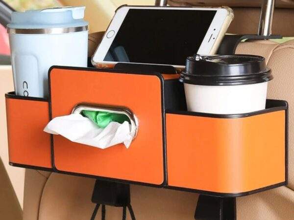ORGANIZADOR DE AUTO PARA RESPALDAR CON PORTA TISUE 