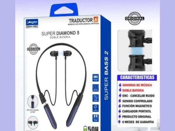 AUDIFONOS TRADUCTOR CON INTELIGENCIA ARTIFICIAL SUPER DIAMOND 5