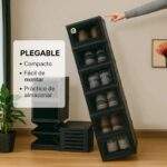 ZAPATERA PLEGABLE ACRÍLICA DE 6 NIVELES NEGRA  - Imagen 3