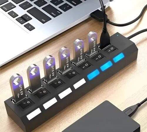 HUB USB MULTIPLES DE 7 PUERTOS INDEPENDIENTE