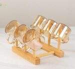 SET DE TETERA CON 6 VASOS Y SOPORTE DE MADERA - Imagen 3