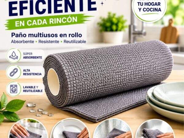 ROLLO DE PAÑOS ALIJADOS DE COCINA REUTILIZABLE