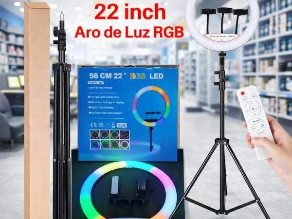 ARO GRANDE DE LUZ RGB 22" PROFESIONAL