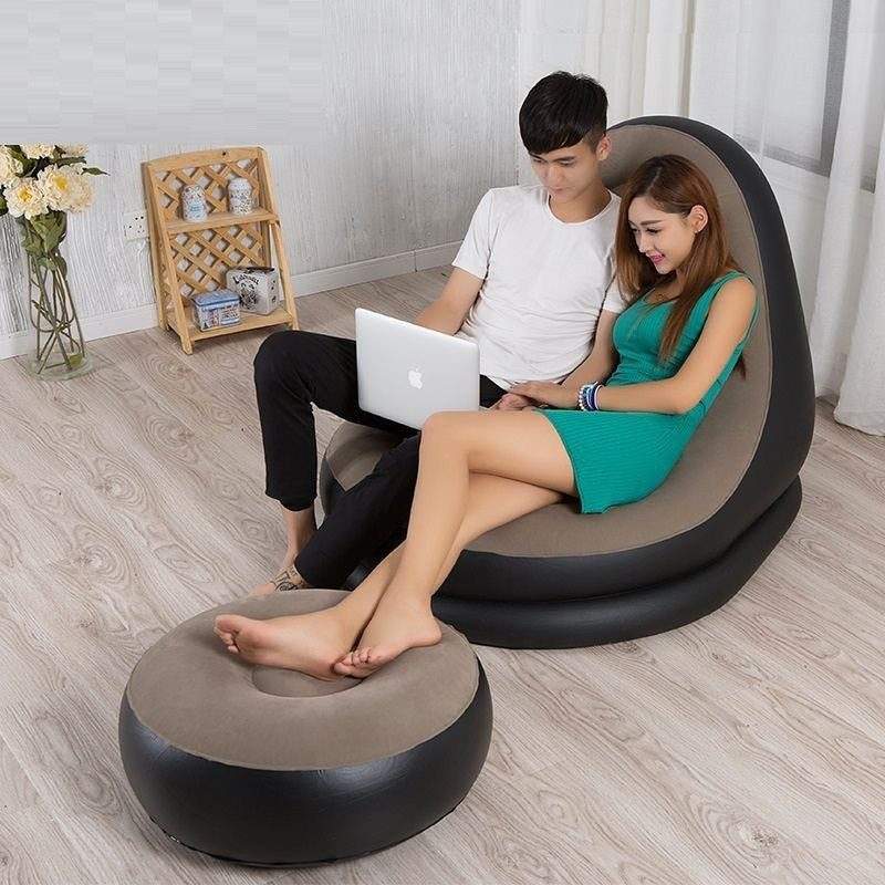 Sillon puff inflable con cojin posa pies SILLON PUFF INFLABLE CON COJÍN POSA PIES - Imagen 1