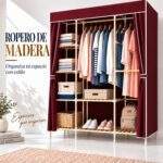 ROPERO DE MADERA 3 CUERPOS CON DISEÑO